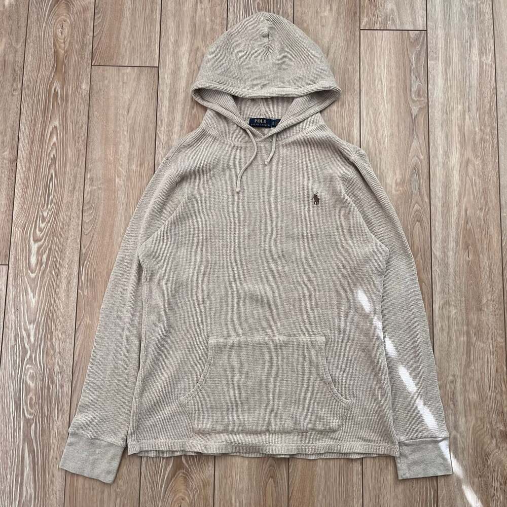 Polo Ralph Lauren Waffle Knit Thermal Hoodie Size XL Beige